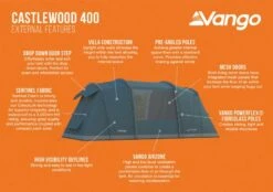 Vango Castlewood 400 (Poled) Tent 2023 (Incl. Footprint) 9 Vango Castlewood 400 (Poled) Tent 2023 (Incl. Footprint) -Kampa Camping Shop castlewood 400 dimensions image 1