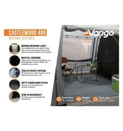 Vango Castlewood 400 (Poled) Tent 2023 (Incl. Footprint) 10 Vango Castlewood 400 (Poled) Tent 2023 (Incl. Footprint) -Kampa Camping Shop castlewood 400 image 4
