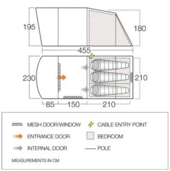 Vango Harris 350 (Poled) Tent 2023 -Kampa Camping Shop harris 350 dimensions image
