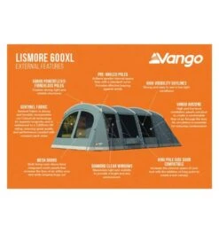 Vango Lismore 600XL (Poled) Tent 2023 (Incl. Footprint) -Kampa Camping Shop lismore 600xl image 3