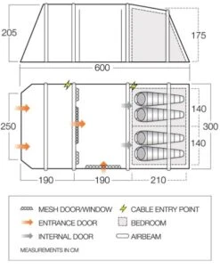 Vango Lismore Air 450 Airbeam Tent 2023 (Incl. Footprint) -Kampa Camping Shop lismore air 450 dimensions image