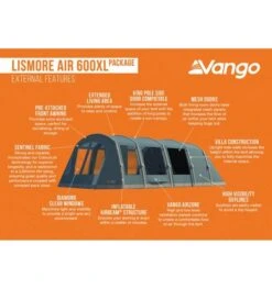 Vango Lismore Air 600XL Airbeam Tent 2023 (Incl. Footprint) -Kampa Camping Shop lismore air 600xl image 3