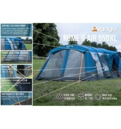 Vango Rome II Air 550XL Airbeam Tent 2023 (Incl. Footprint) -Kampa Camping Shop rome ii air 550xl 2