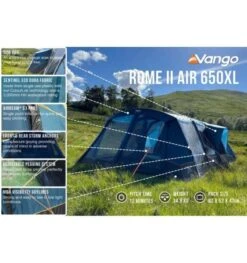 Vango Rome II Air 650XL Airbeam Tent 2023 (Incl. Footprint) -Kampa Camping Shop rome ii air 650xl 3