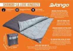 Vango Shangri-La Luxe Kingsize Sleeping Bag -Kampa Camping Shop shangri la luxe kingsize image 3