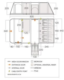 Vango Tahiti Air 850XL Airbeam Tent 2023 -Kampa Camping Shop tahiti 2023 dimensions image